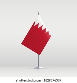 Bahrain flag state symbol isolated on background national banner. Greeting card National Independence Day of the kingdom of Bahrain. Illustration banner with realistic state flag.