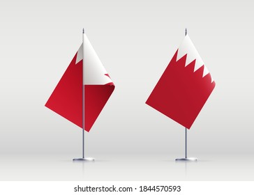Bahrain flag state symbol isolated on background national banner. Greeting card National Independence Day of the kingdom of Bahrain. Illustration banner with realistic state flag.