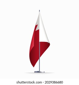 Bahrain flag state symbol isolated on background national banner. Greeting card National Independence Day of the kingdom of Bahrain. Illustration banner with realistic state flag.