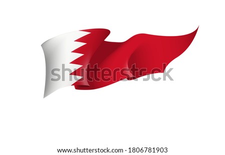 Bahrain flag state symbol isolated on background national banner. Greeting card National Independence Day of the kingdom of Bahrain. Illustration banner with realistic state flag.