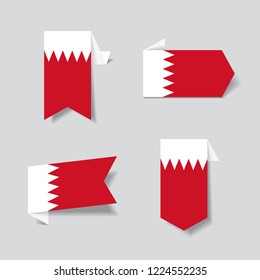 Bahrain flag stickers and labels set. Vector illustration.