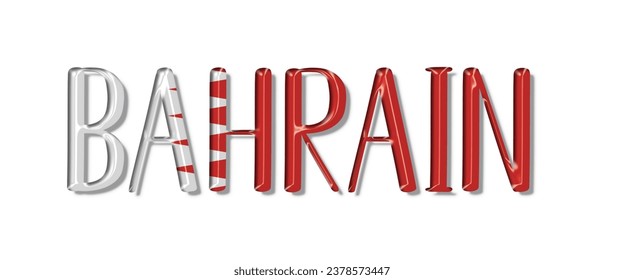 BAHRAIN flag text font, 3D BAHRAIN colorful background, BAHRAIN flag vector illustration