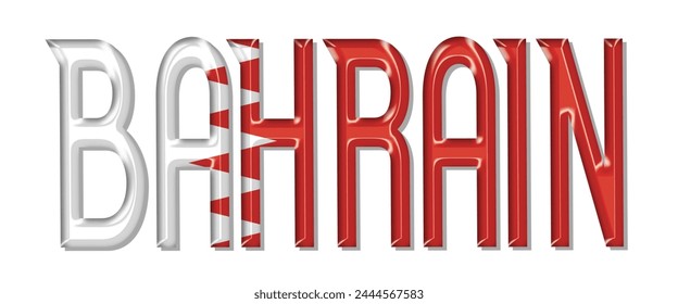 Bahrain flag text font, 3D Bahrain flag colorful background, Bahrain flag vector illustration