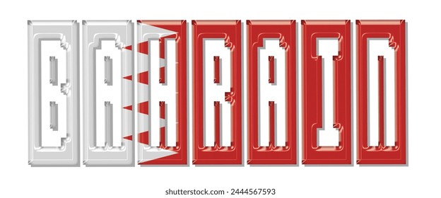 Bahrain flag text font, 3D Bahrain flag colorful background, Bahrain flag vector illustration