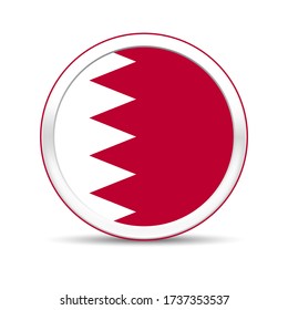 Bahrain flag vector in button design. Eps 10 vector illustration.