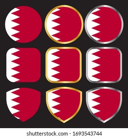 icono vectorial de bandera bahreiní con borde dorado y plateado