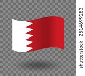 Bahrain flag vector. Bahrain wavy flag isolated transparent background. Flag of Bahrain symbol icon. EPS 10