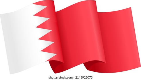 Bahrain Flag Wave  Isolated  On Png Or Transparent Background,Symbol Bahrain, Vector Illustration