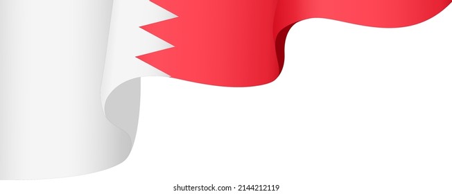 Bahrain Flag Wave  Isolated  On Png Or Transparent Background,Symbol Bahrain, Vector Illustration