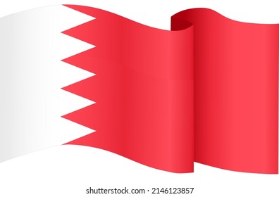 Bahrain Flag Wave  Isolated  On Png Or Transparent Background,Symbol Bahrain, Vector Illustration