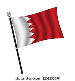 Bahrain flag , flag of Bahrain waving on flag pole, vector illustration EPS 10.
