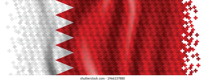 
Bahrain Flag waving with Plus and Positive sign, Medical cross Vector illustration, Abstract background, Banner or cover template