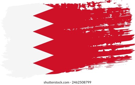 Bahrain flag, wide brush stroke on transparent background, vector.
