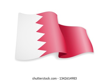 Bahrain flag in the wind. Flag on white background vector illustration