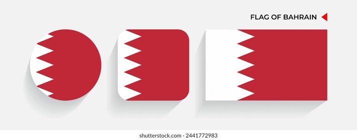 Bahrain Flags arranged in round, square and rectangular shapes