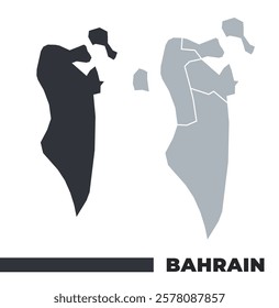 Bahrain flat and border outline vector maps