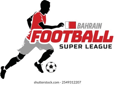 Bahrain football league, Soccer ball, Football logo, Footballer Kick the Ball isolated on white background, Vector Illustration