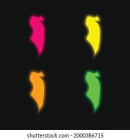 Bahrain four color glowing neon vector icon