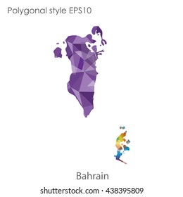 Bahrain in geometric polygonal style.Abstract gems triangle,modern design background. Vector illustration EPS10