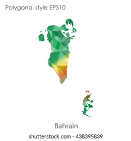 Bahrain in geometric polygonal style.Abstract gems triangle,modern design background. Vector illustration EPS10