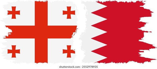 Bahrain and Georgia grunge flags connection, vector