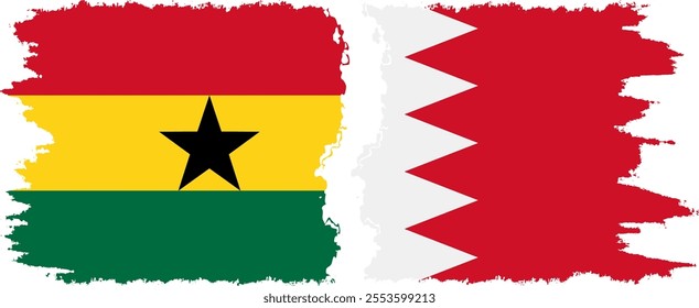 Bahrain and Ghana grunge flags connection, vector