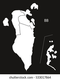 Bahrain governorates Map black and white illustration