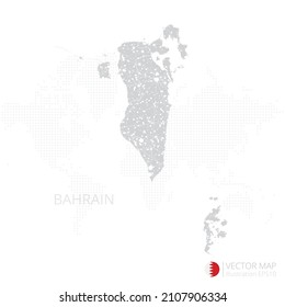 Bahrain grey map isolated on white background with abstract mesh line and point scales. Vector illustration eps 10