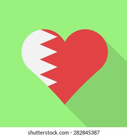 Bahrain  heart flag flat style with long shadow. Patriotic design. Vector EPS10