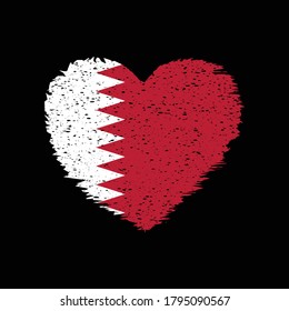 Bahrain Heart Shape Flag Grunge Distress Vintage Style