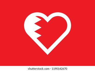 Bahrain heart shape love symbol national flag country emblem