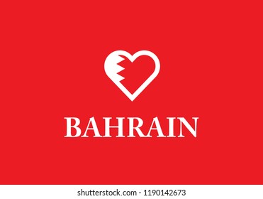 Bahrain heart shape love symbol national flag country emblem