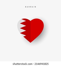 Bahrain heart shaped flag. Origami paper cut Bahraini national banner. 3D vector illustration isolated on white with soft shadow.