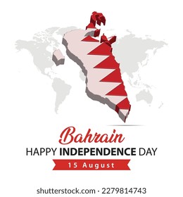 bahrain Independence Day, 3d rendering bahrain Independence Day illustration with 3d map and flag colors theme