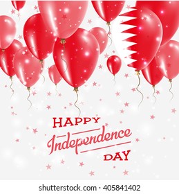 Bahrain Independence Day Celebration Balloons. Flying Rubber Celebration Balloons in Colors of the Bahrain National Flag. Happy Bahrain Day Celebration Balloons, Stars and Sparkles.