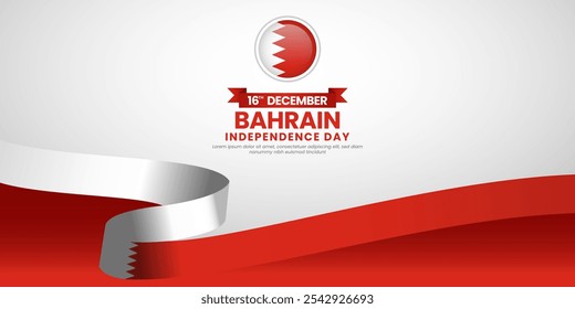 Bahrain independence day celebration banner background. Waving Ribbon with Bahrain National flag