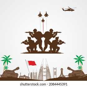 Bahrain independence day. Bahrain defense day concept. 16 December. Template for background, banner, card, poster with text inscription. Vector illustration.