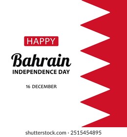 Bahrain Independence Day, flache Vektorgrafik für Grußkarte, Poster oder Banner. Text Happy Bahrain Independence Day, 16. Dezember auf dem Hintergrund der Flagge von Bahrain.
