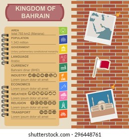 Bahrain  infographics, statistical data, sights. Vector illustration