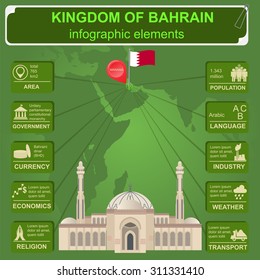 Bahrain  infographics, statistical data, sights. Vector illustration
