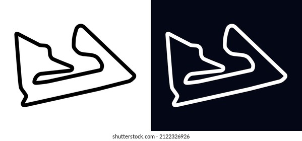 Bahrain International Circuit Vector Map Illustration. Bahrain International Grand Prix Race Circuit Track Layout