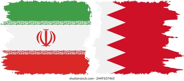 Bahrain and Iran grunge flags connection, vector