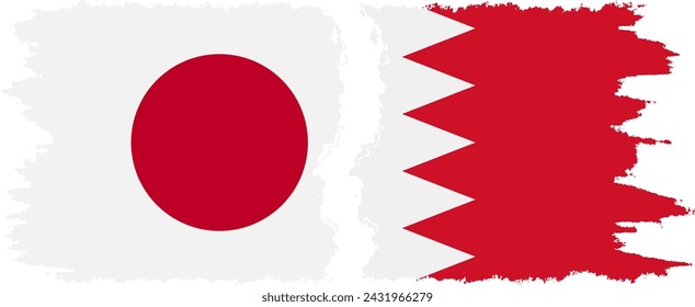 Bahrain and Japan grunge flags connection, vector