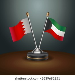 Bahrain and Kuwait table flag relation with gradient backgrund