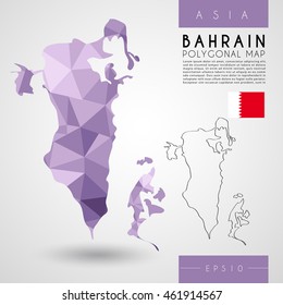 Bahrain : Low Poly Map : Vector Illustration