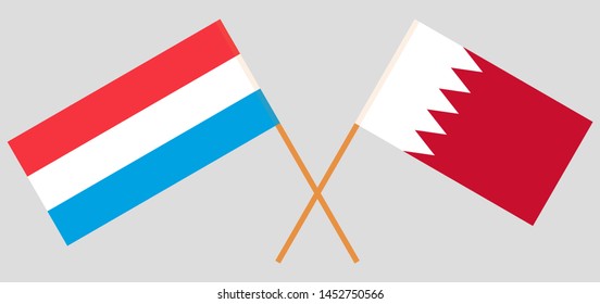 Bahrain and Luxembourg. Crossed Bahraini and Luxembourgish flags