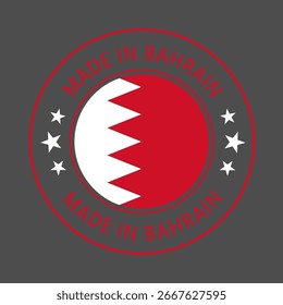Bahrein hecho en sello en círculo con Plantilla de Vector de la bandera sobre fondo blanco