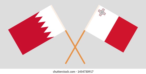 Bahrain and Malta. Crossed Bahraini and Maltese flags