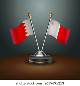 Bahrain and Malta table flag relation with gradient backgrund