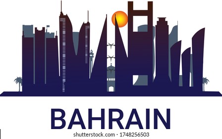 Bahrain Manama city, Tower art vector, Composition of Modern cityscape